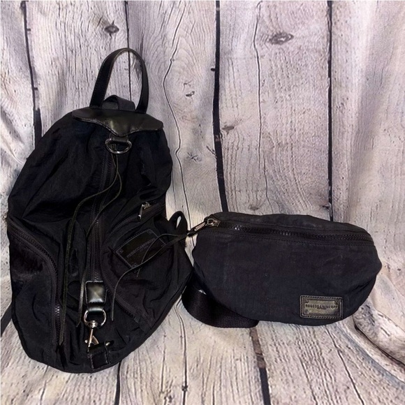 Rebecca Minkoff Handbags - Rebecca Minkoff Black Nylon/Leather Mini Backpack And Belt Bag Lot of 2!